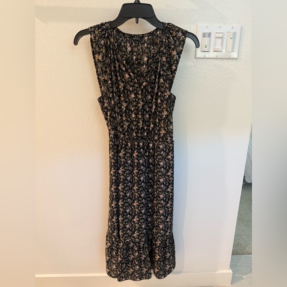J. Crew Black Floral Midi Dress